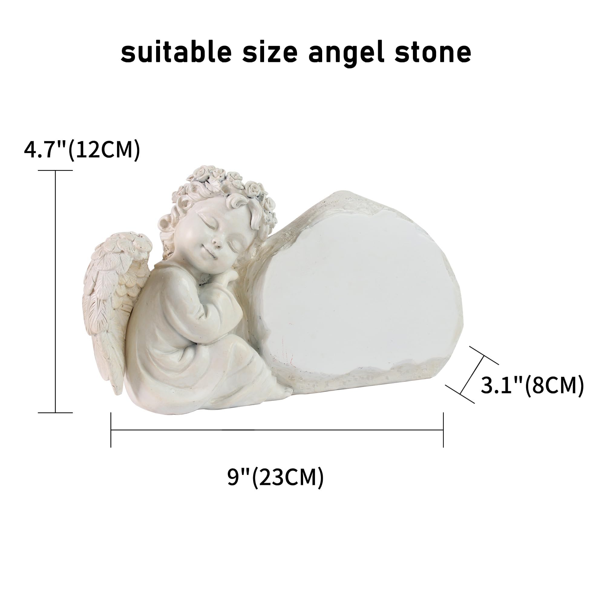 Pietre commemorative da giardino con angelo inciso con qualsiasi messaggio – Personalizzato Memorial Grave Markers Cimitero Pietre commemorative placche con statua di angelo, regali simbolici