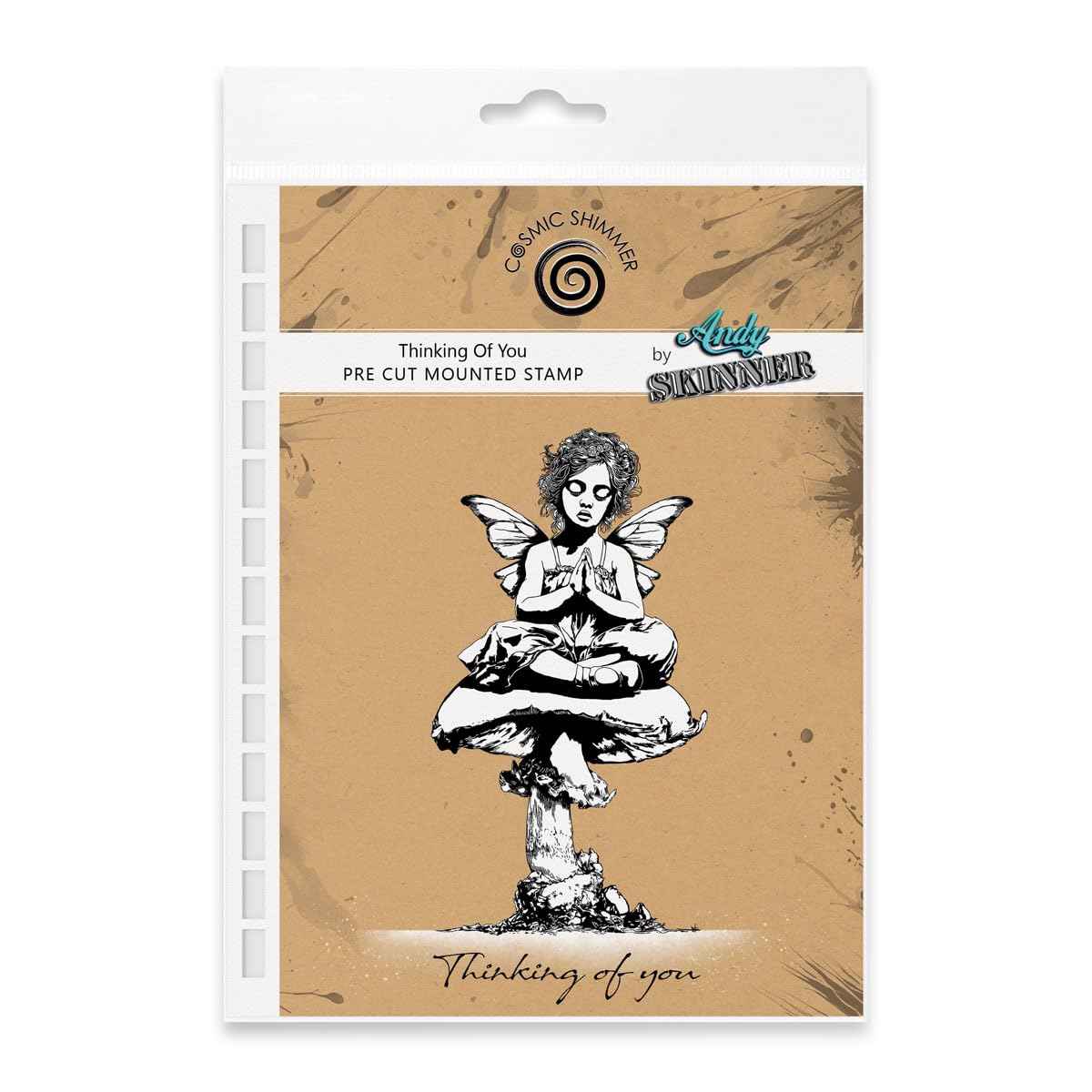 Cosmic Shimmer Red Thinking Of You Pre Cut Rubber Stamp Set By Andy Skinner & Katy Sue. Creates Image 115X65mm, Words: 64X8mm For Stamping In Mixed Media, Art Journaling & Card Making