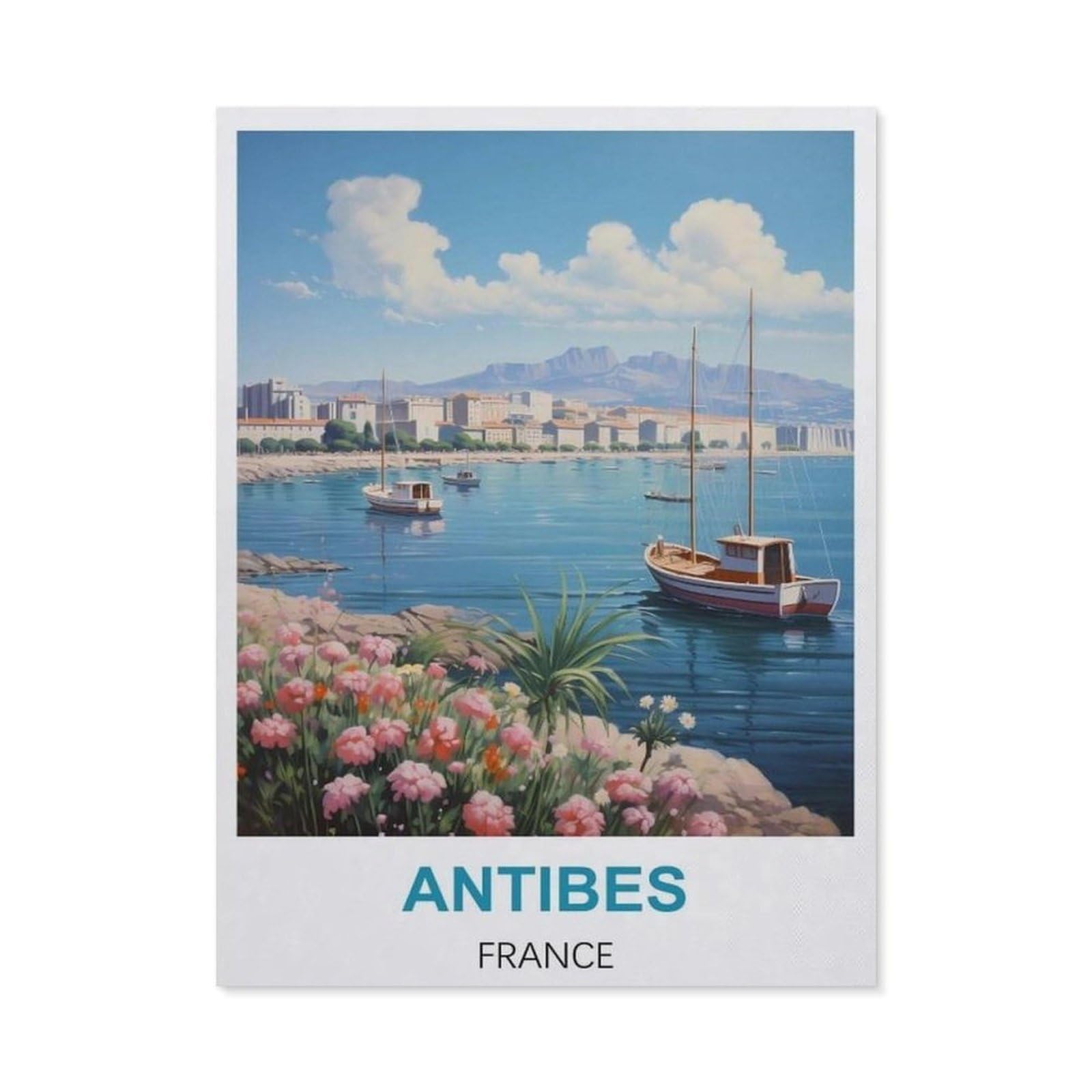 BEAYODKP Antibes France Vintage Travel Poster，Diamond Painting Kits for Adults - 5D Diamond Painting Kit Full Drill, Diamond Art Kits for Home Wall Decor（50 x 60 cm/19.68 x 23.62 inches）-CB20