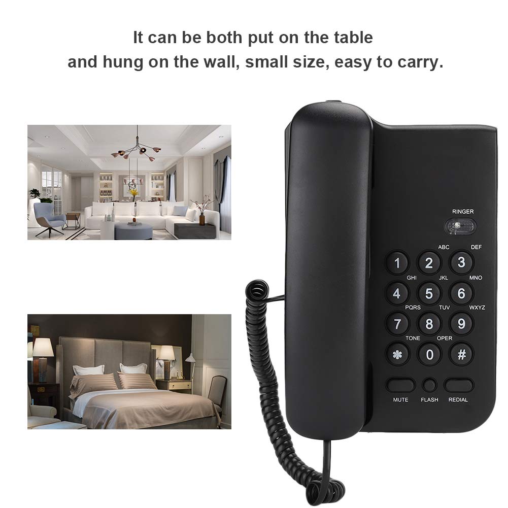 Telefono con Filo da Tavolo, Telefono Fisso Inglese KX-T3026CID per Ufficio Domestico in Hotel (Nero)
