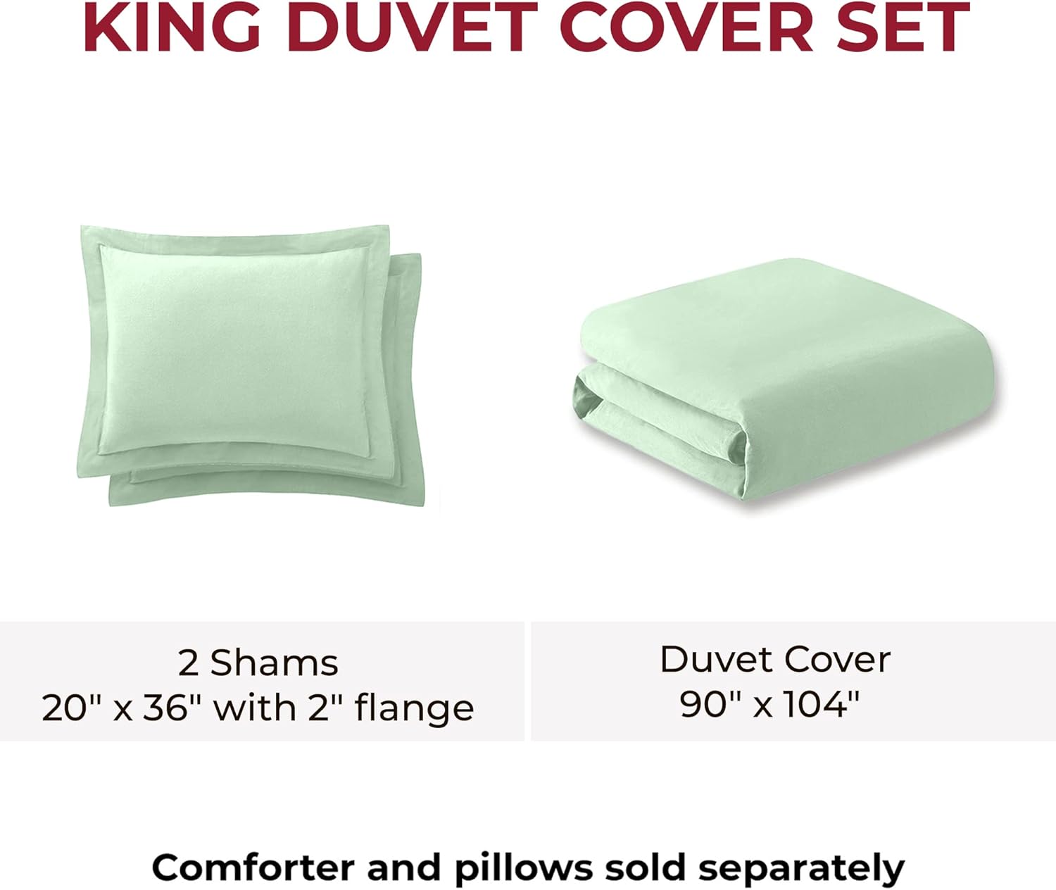 Mellanni Duvet Cover Flannel Set - Soft 100% Organic Cotton Bedding Sets & Collections - Button Closure & Corner Ties (King, Sage)