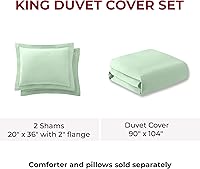 Vista 3 de Mellanni Juego de funda de edredón 100% algodón orgánico tamaño King: 2 fundas de almohada y 1 funda de edredón con cierre de botón y lazos