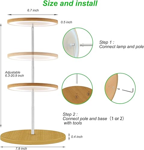 Miniatura 6 de yadoker Luz de cultivo de plantas, luz LED de espectro completo para plantas de interior, altura ajustable, temporizador automático, bajo voltaje