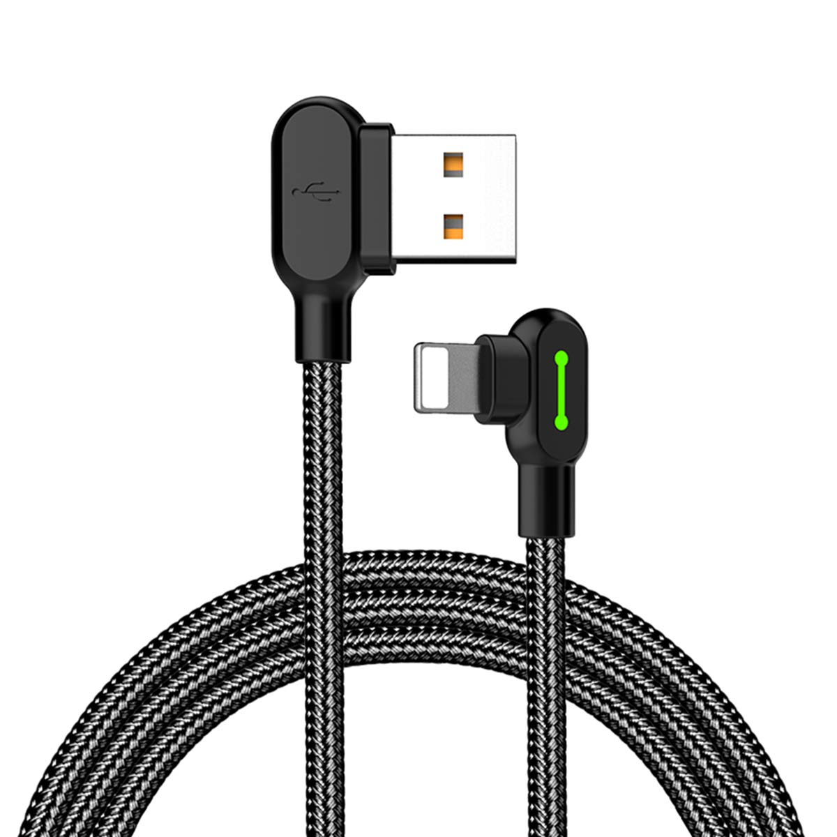 USB-кабель для зарядки mcdodo с изогнутым на 90 градусов штекером, кабель со светодиодной подсветкой, специально для геймеров и лю