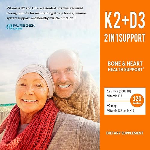Miniatura 4 de Fórmula 2 en 1 de alta potencia 90 mcg de vitamina K2 (MK7) y suplemento de vitamina D3 de 5000 UI para la salud ósea y cardíaca. Fórmula sin OMG,