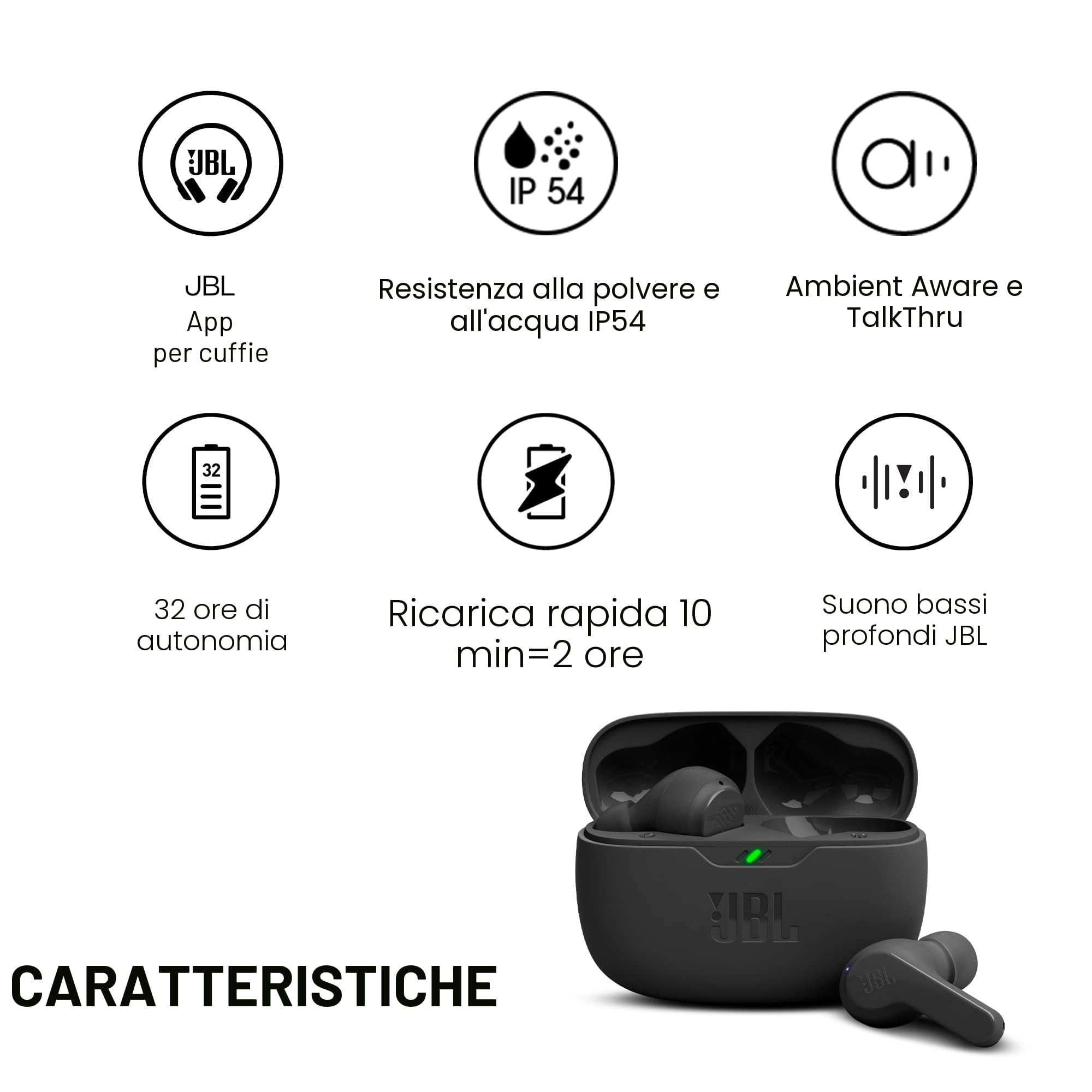 JBL Wave Beam Bezprzewodowe Słuchawki Dokanałowe Bluetooth 2022