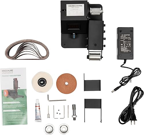 Miniatura 5 de Mini lijadora de banda de 350 W Lijadora de banda eléctrica Máquina de pulido de correa de pulido eléctrico, máquina lijadora de banco pequeño DIY