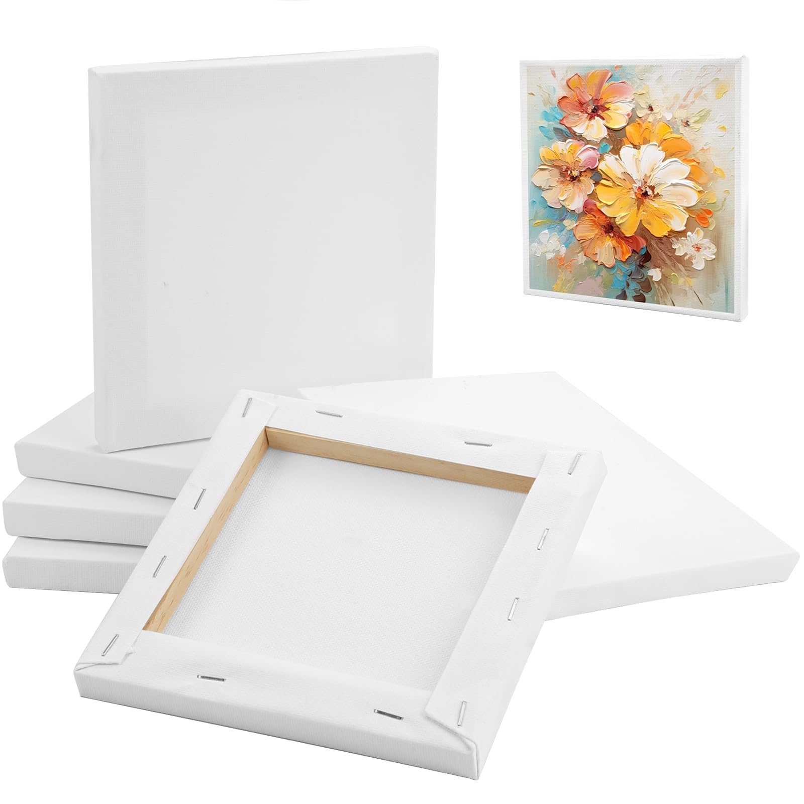 Mini toiles de peinture 15x15 cm lot de 6 châssis entoilés carrés pour artistes et amateurs