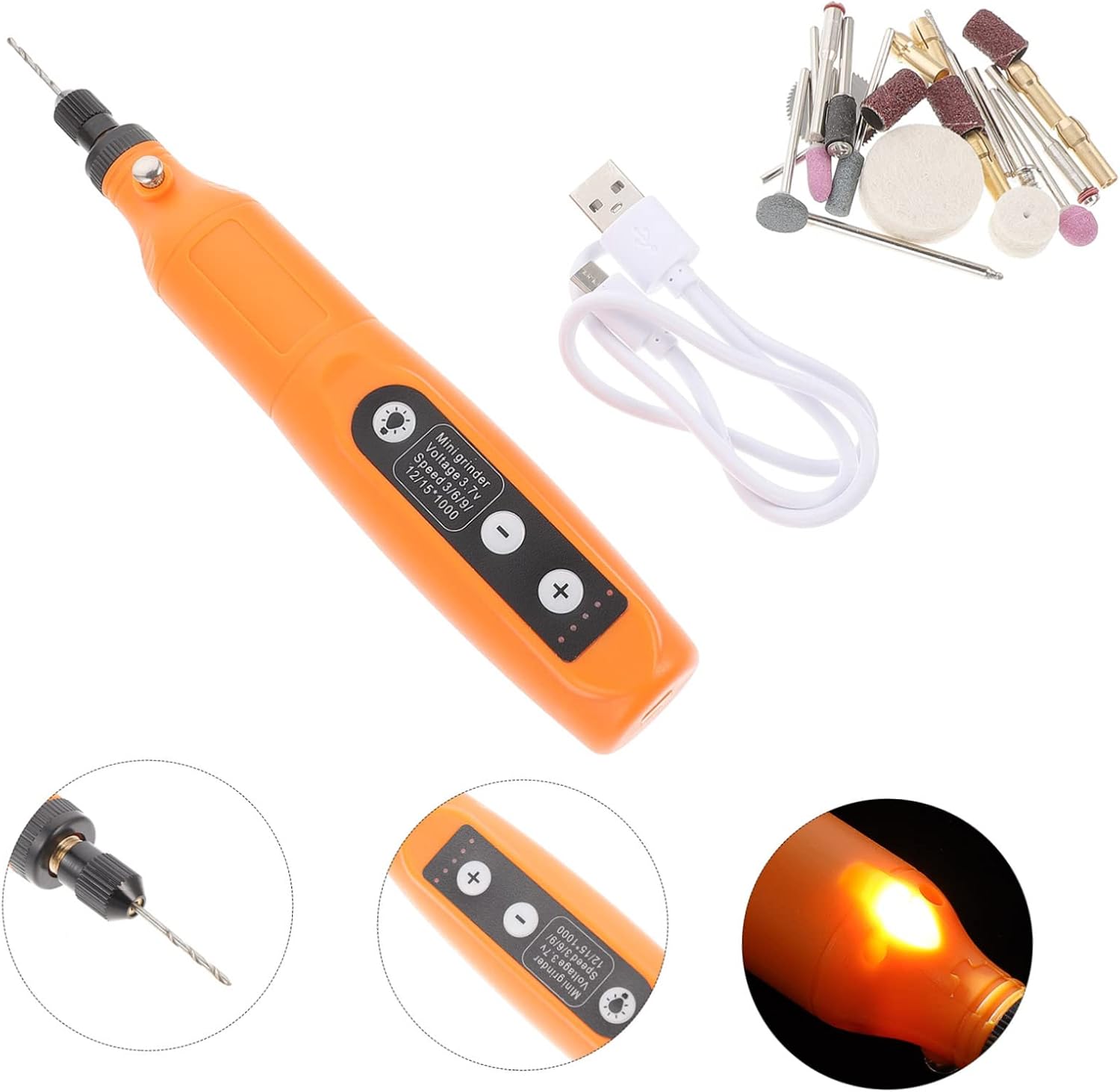 Mipcase 2sets Cordless Mini Charging Tool Rotary Tool Kit for Polishing Usb Power Easy Operation Portable