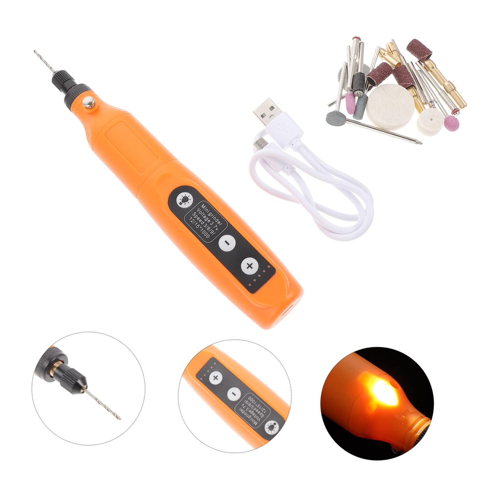 Mipcase 2 Sets Sanding Mini Rotary Tool 5-speed Charging Lightweight Portable for Home Professional Use