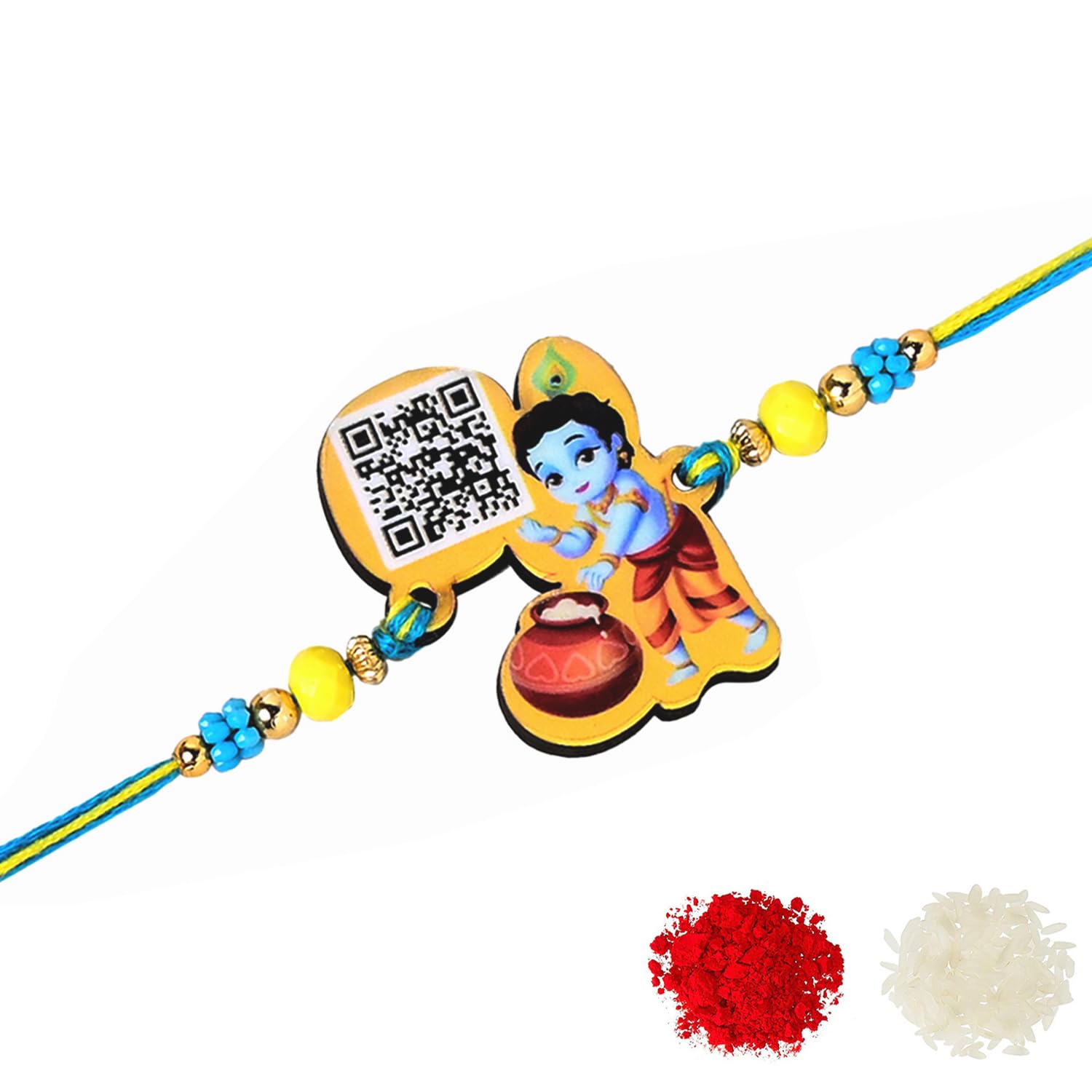 Riddhika Ventures Stylish Shri Krishna Kids Rakhi with Roli Chawal, Greeting Card and Scannable Spotify Song Link QR Code With Kids Rakhi (P17) (B07DZK3GFX) Amazon Price History, Amazon Price Tracker