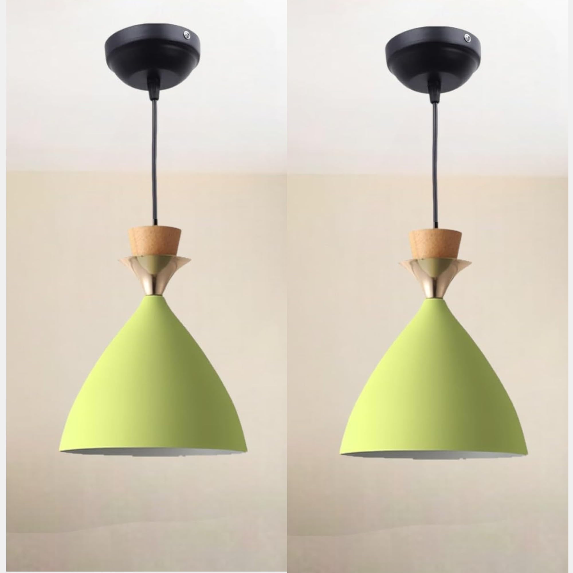 Triple Dome Moss Green Aluminium Hanging Pendant Light – Modern Antique Ceiling Lamp, Adjustable Drop, E-27 Holder, (Bulb is not Included) Pack of 2-image-33