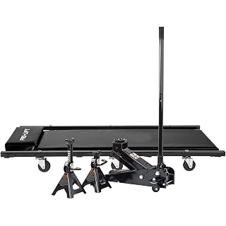 Pro-LifT G-4630JSCB 3 Ton Heavy Duty Floor Jack/Jack Stands and Creeper Combo - Great for Service Garage Home Uses - Black