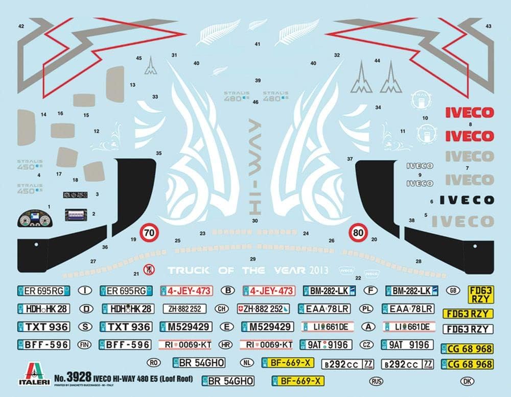 Decal sheet for Italeri Iveco Highway 480 E5 Truck model