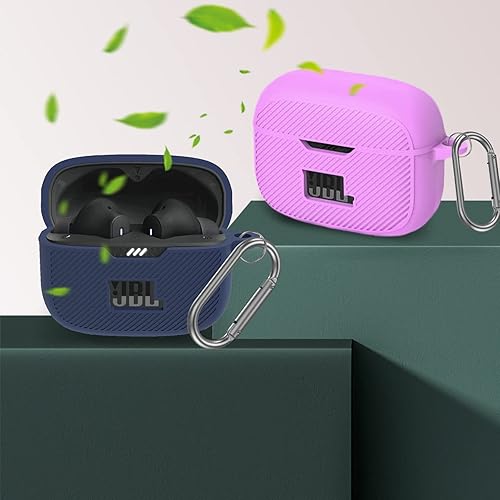 Miniatura 5 de Miimall Funda compatible con JBL Tune 230NC TWS, funda protectora de silicona suave resistente a los arañazos para JBL Tune 230NC con llavero y