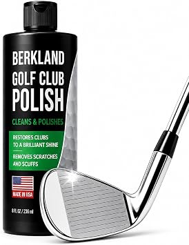 Berkland Golf Club Polish & Cleaner Made in USA | Restores Shine, Removes Scuffs & Light Rust on Irons, Wedges, Putters & Drivers | Steel, Chrome & Zinc | 8 oz