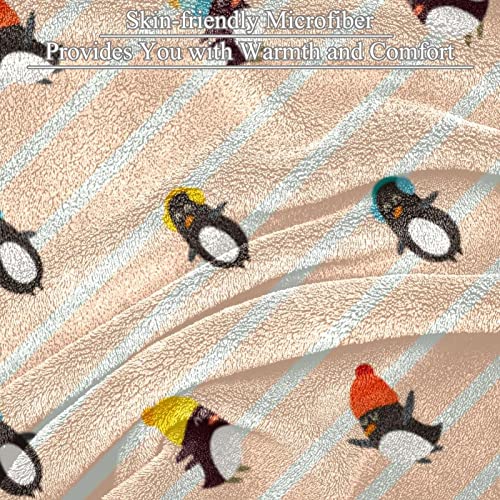 Couverture polaire pingouin pour lit et canapé de chambre