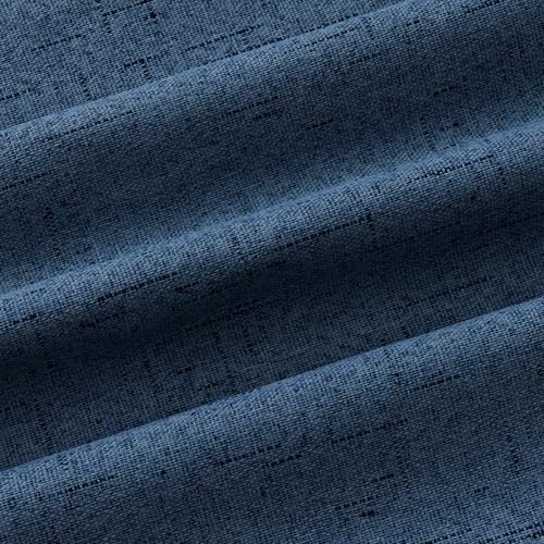 Image of 100% Blackout Linen Textured Curtains for Bedroom Full Light Blocking Room Darkening Bronze Grommet Window Drapes Thermal Insulated Energy Efficient Home Decor 52x108 Navy Blue (2 Panels)
