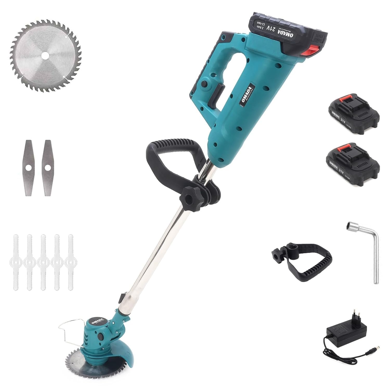 OMADA Cordless Grass Trimmer Machine -Brush Cutter 21V 2.0AH 2 Batteries (3-4 Hours) 7800RPM 230W to Complete Your Gardening tasks Without interruptions, with Adjustable Height and Easy to use. (B0CXXYV7LK) Amazon Price History, Amazon Price Tracker