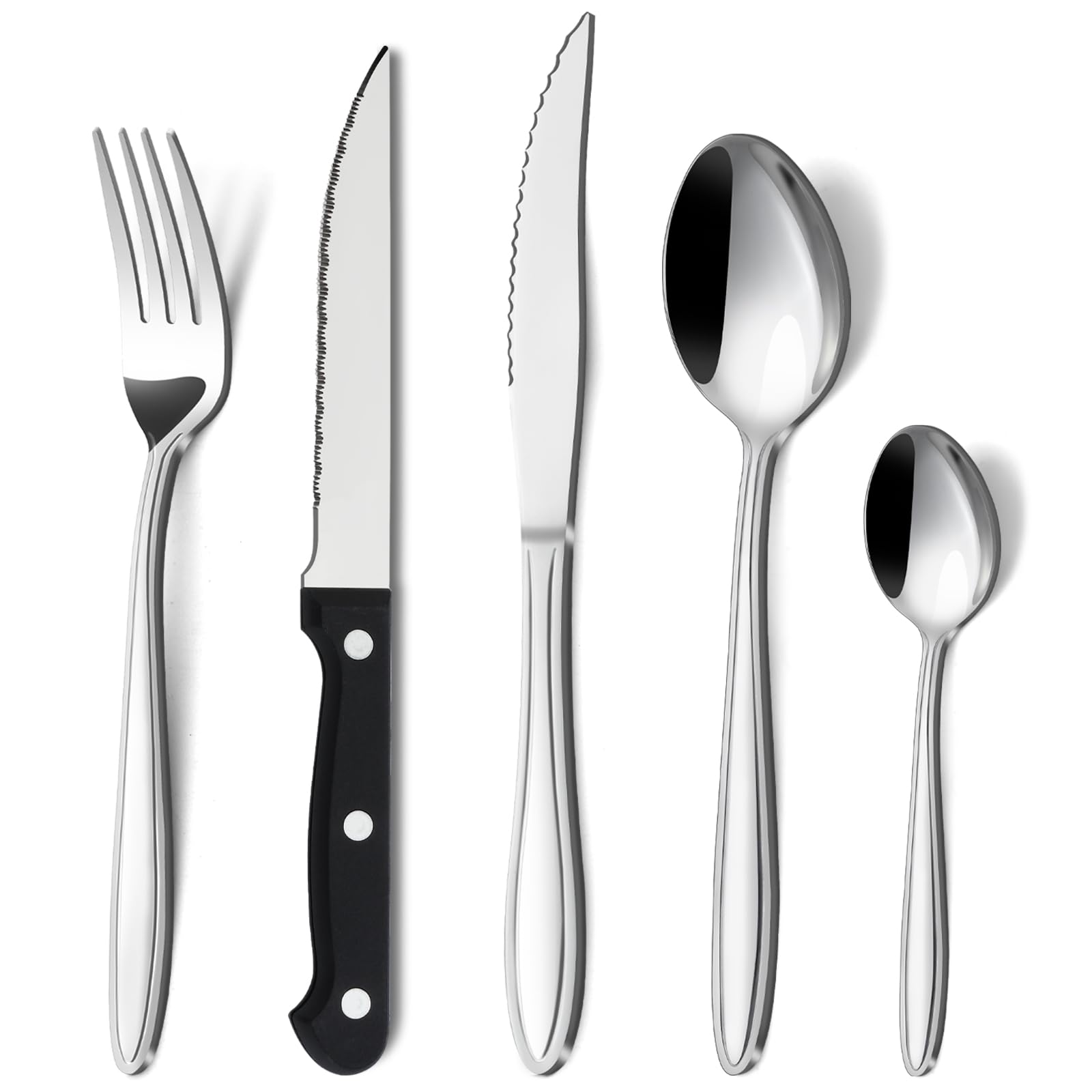 Service De Couverts Velaze 48 Pièces Pour 8 Personnes - Acier Inoxydable - Inclus Couteaux à Steak - Lavable Machine