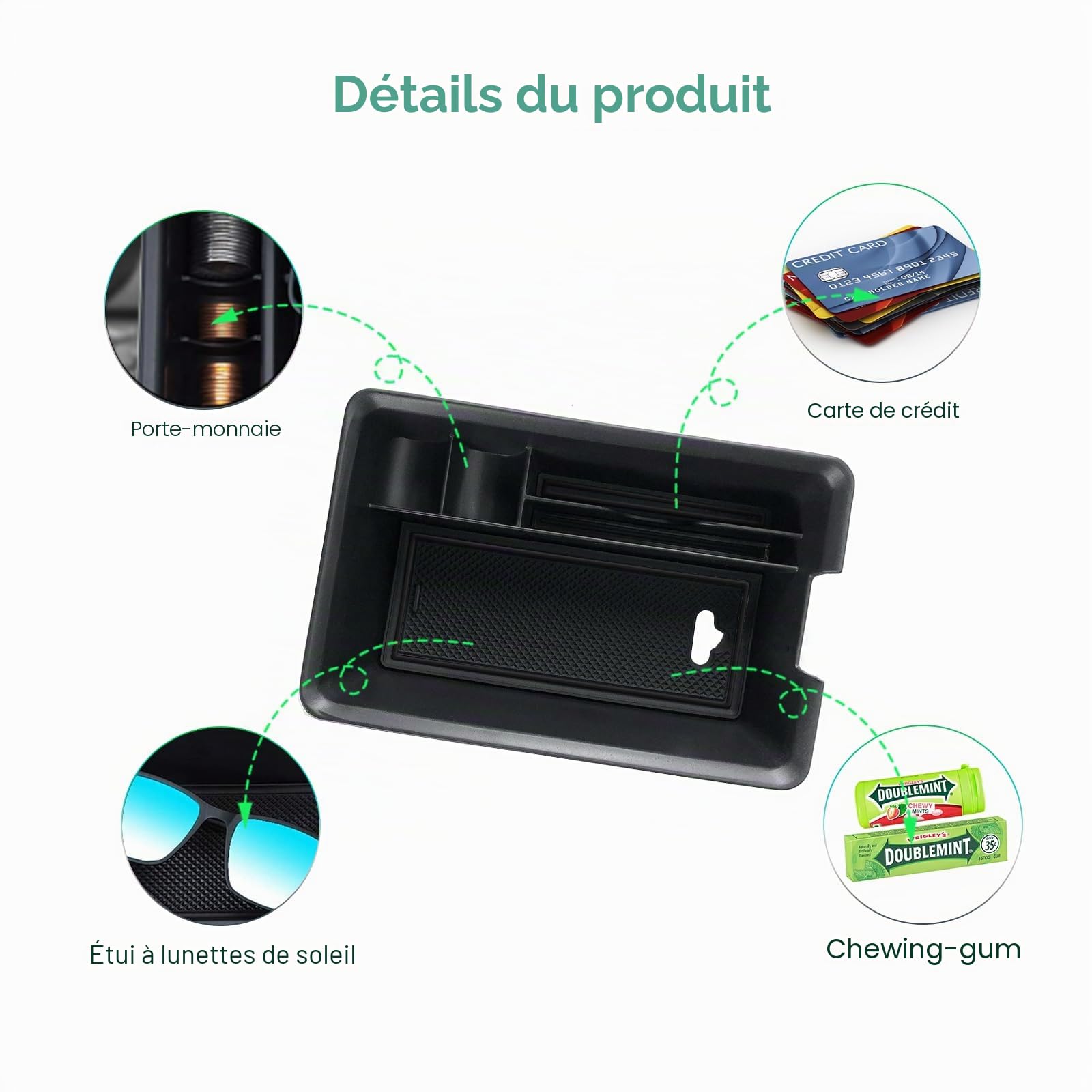 GAFAT Compatible avec Renault Megane E-Tech/Scenic E-Tech 2022-2024 2025 Boîte de Rangement pour Console Centrale, Megane ETech Accoudoir Organisateur Boîte à Gants, Accessoires Megane E-Tech (Noir)