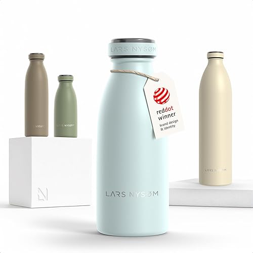 Miniatura 31 de LARS NYSØM Botella de agua aislada de acero inoxidable de 12 onzas, 17 onzas, 25 onzas, 34 onzas, 51 onzas, frasco térmico aislado para bebidas