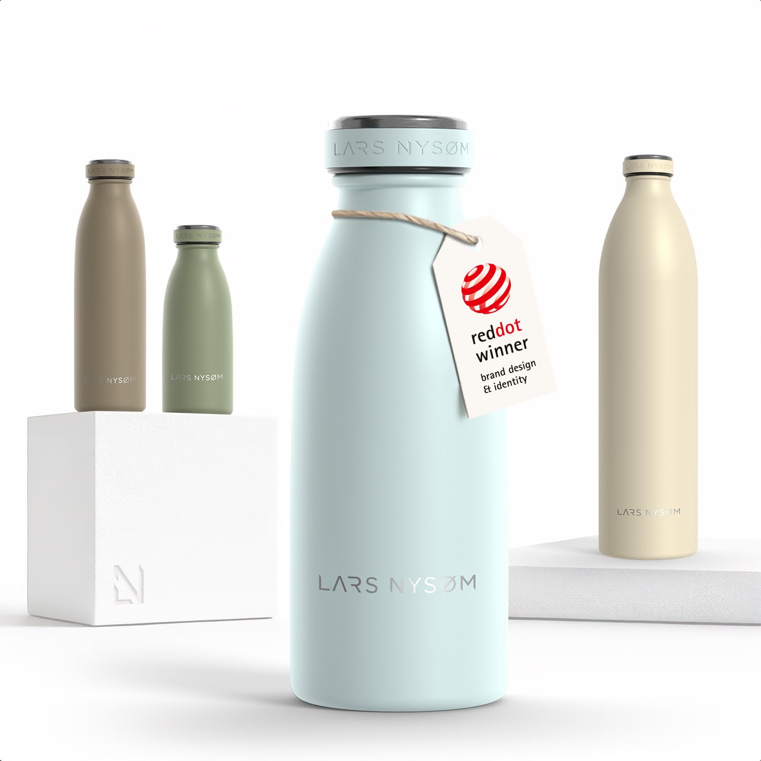 LARS NYSØM Stainless Steel Insulated Water Bottle 350ml, 500ml, 750ml, 1L, 1 5 Liter|nsulated Thermo Flask for Hot and Cold Beverages | Leakproof Drinking Bottle (Misty Blue, 350ml) — image 1