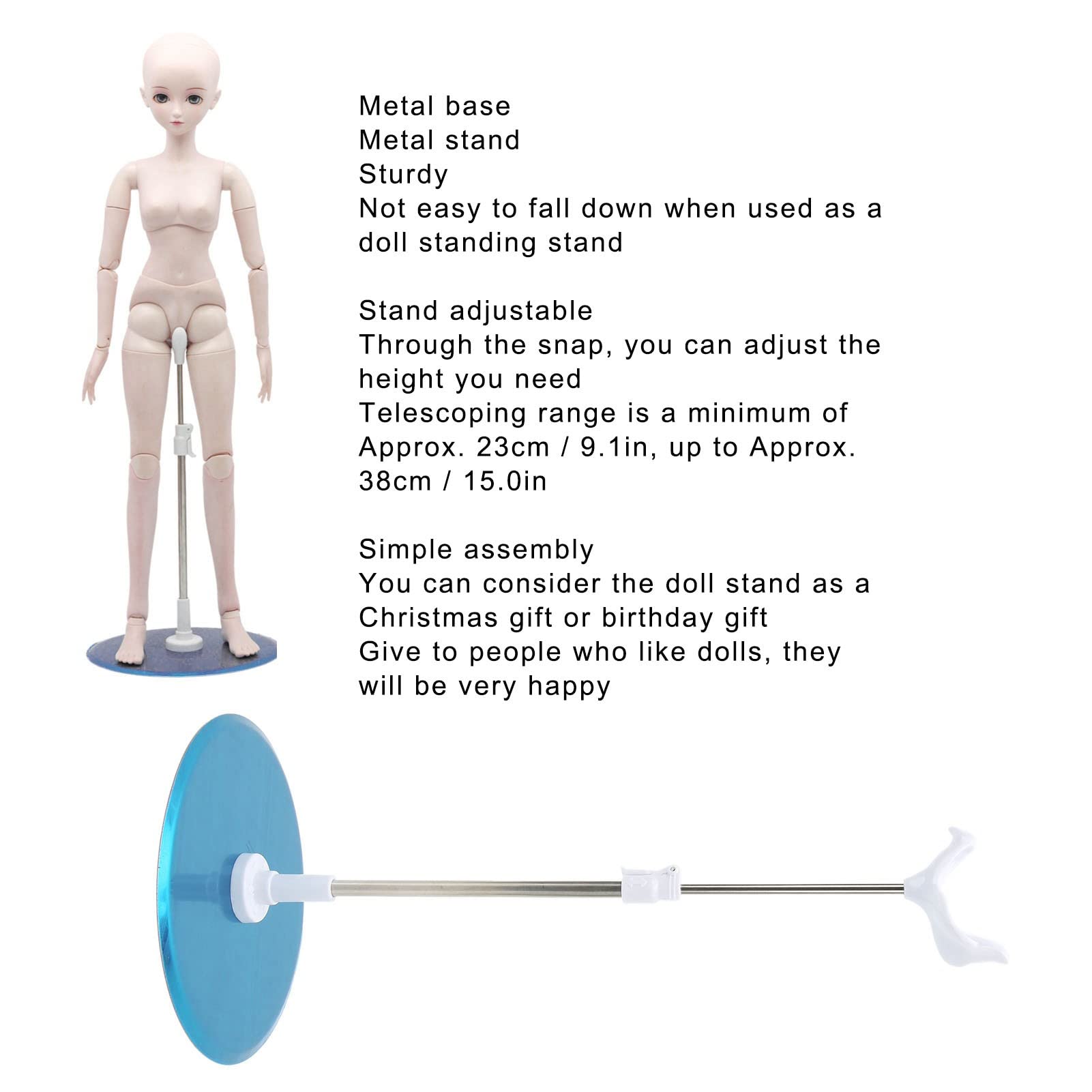 Stand Support for Dolls Mini Display Holder, Doll Support Stand Portable Doll Bear Toy Organizer Display Bracket Doll Holder Frame Rack, 1/3 Adjustable Doll Stand for Kids