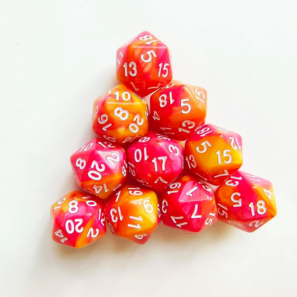10 Pieces Polyhedral D20 Dice Set, 20 Sided Dice 20mm for RPG MTG DND Table Games (Orange Red)