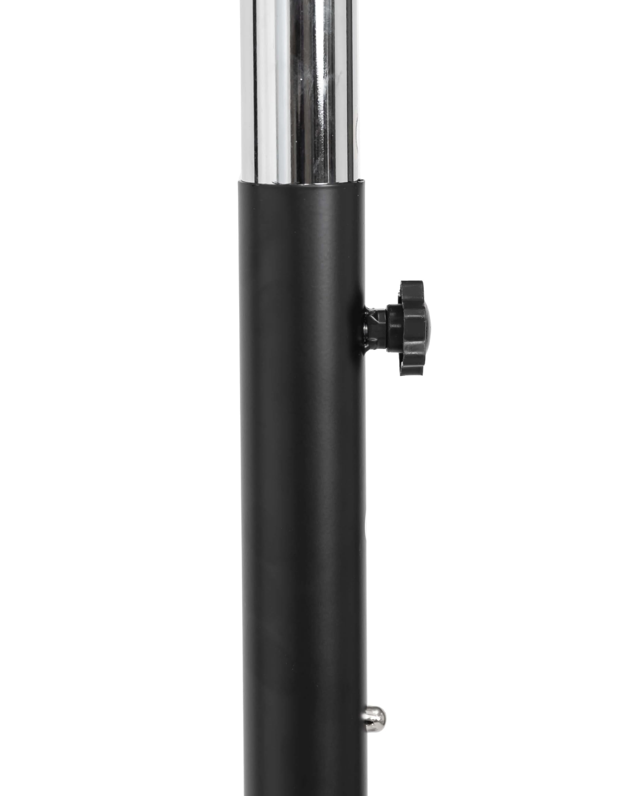 goodsforbusiness GmbH Kleiderständer rund rollbar schwarz, höhenverstellbar 117–182 cm, Rundständer Ring 76 cm, Ringständer Gestell schwarz, Ring verchromt 77 Ringlöcher