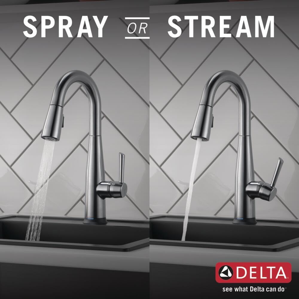 Delta Faucet Essa Touch Bar Faucet Brushed Nickel, Bar Sink Faucet Single Hole, Wet Bar Faucets with Pull Down Sprayer, Prep Sink Faucet, Delta Touch2O Technology, Arctic Stainless 9913T-AR-DST - Image 6