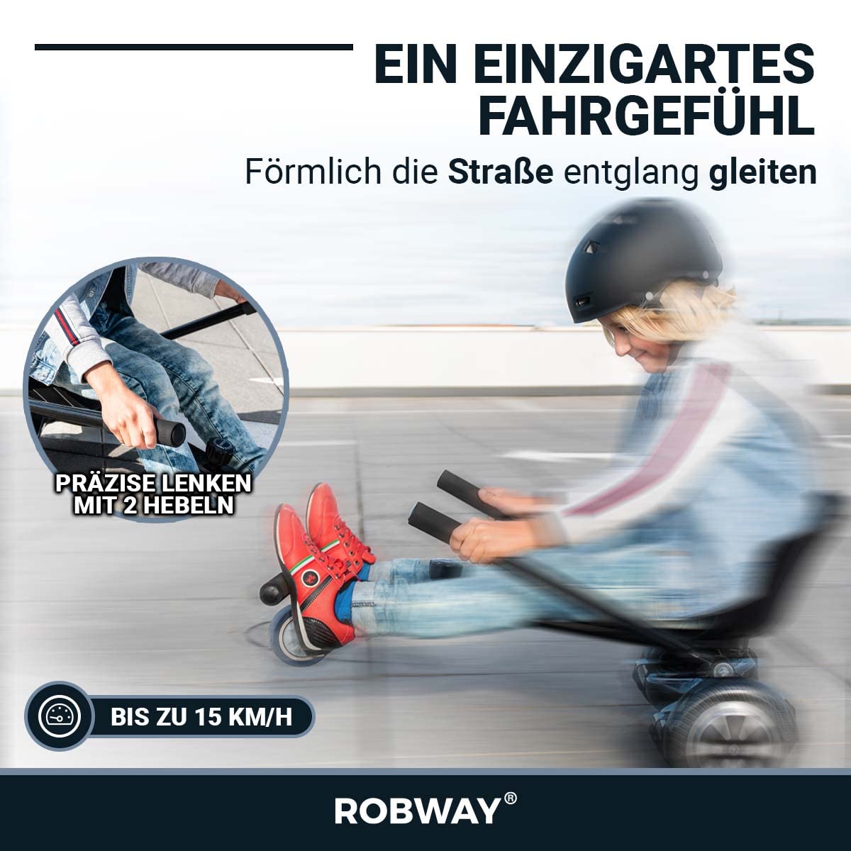 Robway Hoverkart | DAS ORIGINAL® (Noir) | W1 W2 W3 & universel pour planches de 6,5/8/10 pouces | Siège hoverboard | Hoverseat | Siège Hovercart | | Enfants et adultes