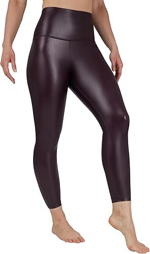 Miniatura 2 de 90 Degree By Reflex Leggings de tobillo de piel sintética con forro polar de cintura alta y cintura alta