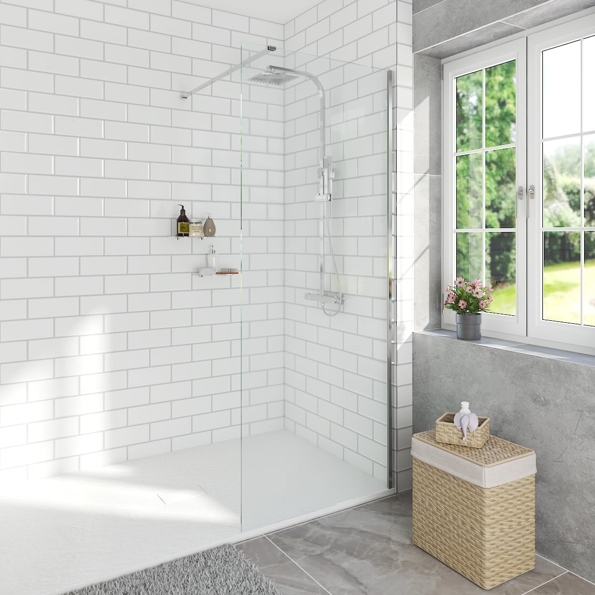 Aquariss Chrome Walk In Shower Enclosure 700Mm 8Mm Clear Easy Clean Safety Glass Shower Cubicles Wetroom Shower Screen