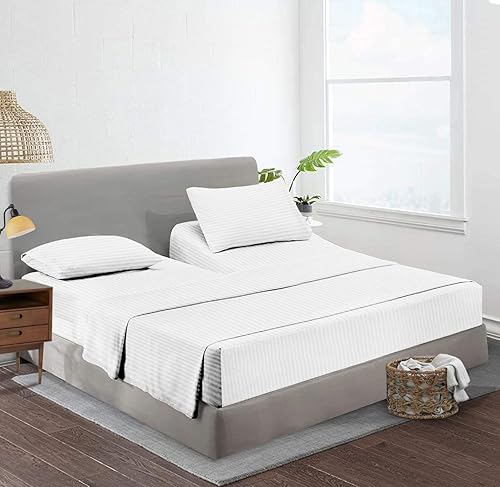Sábanas de cama Flex Top King para dormir de 39 pulgadas, parte superior dividida 100 % algodón egipcio, 800 hilos, sábanas ajustables con parte