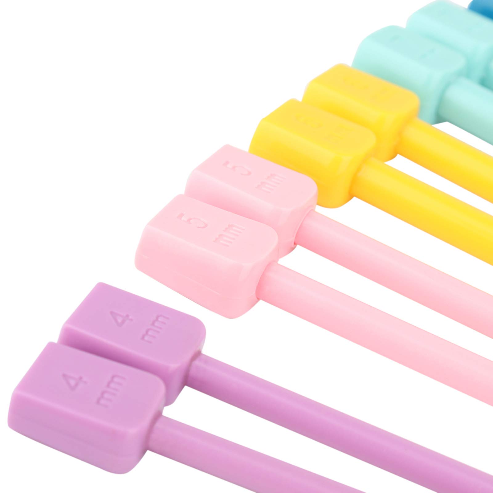 Coopay Set di Ferri da Maglia Corti da 25 cm, con Rotolo di Ferri da Maglia,7 Paia di Ferri da Maglia Colorati in Plastica per Principianti, 4,0 mm a 10 mm