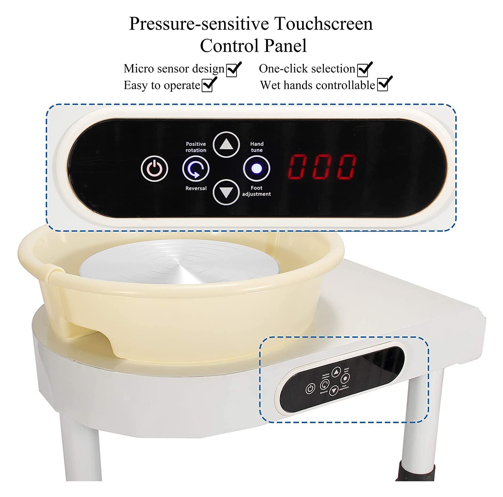 Genérico Torno Eléctrico de Cerámica 350 W, 25 cm para Alfarería, Pantalla Táctil LCD, Herramienta para Hacer Arcilla y Cerámica, Accesorios de Artesanía