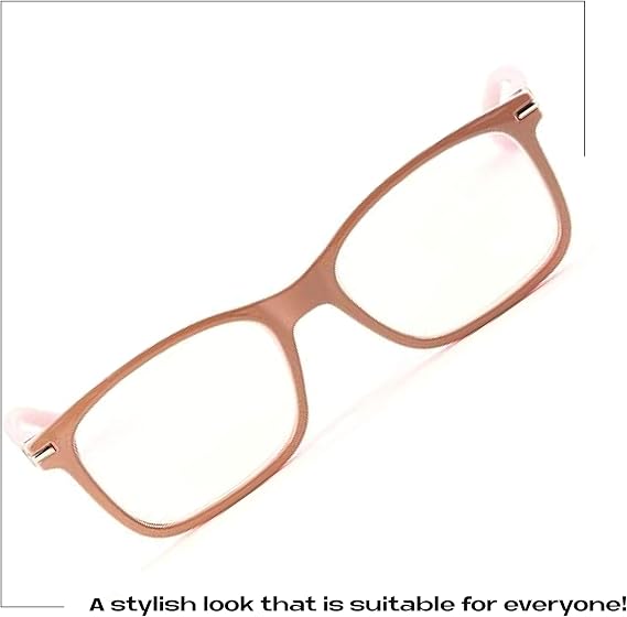 Readerest Blue Light Blocking Glasses Thin Reflective Lens, Anti-Glare Computer Eyeglasses, UV Protection, Eye Strain Relief (Beige/Pink, 0.0 Magnification)