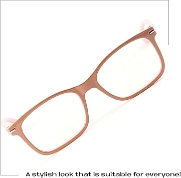 Readerest Blue Light Blocking Glasses Thin Reflective Lens, Anti-Glare Computer Eyeglasses, UV Protection, Eye Strain Relief (Beige/Pink, 0.0 Magnification)