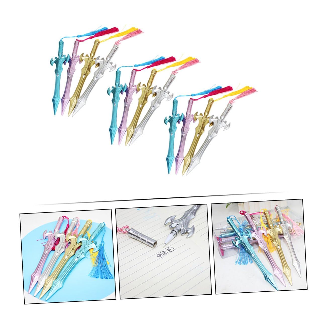 DOITOOL 36 Pièces Stylos Gel à Encre avec Pendentif Tassel Stylos Bureau et Dessin Ergonomiques Caps Séchage pour Étudiants et Usage