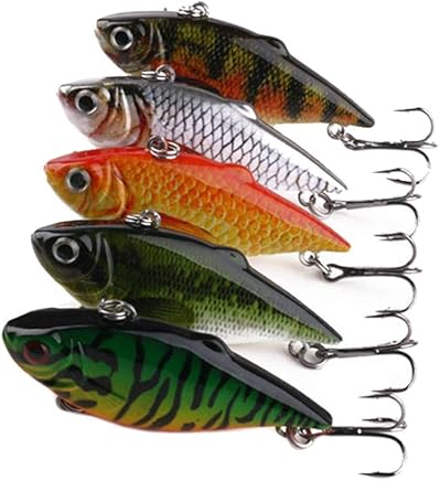 Bomcomi 5PCS 6.5cm / 8.5g atraer a la Pesca Cebo Duro Conjunto 3D Topwater del se?uelo del Gancho Triple Artificial swimbait
