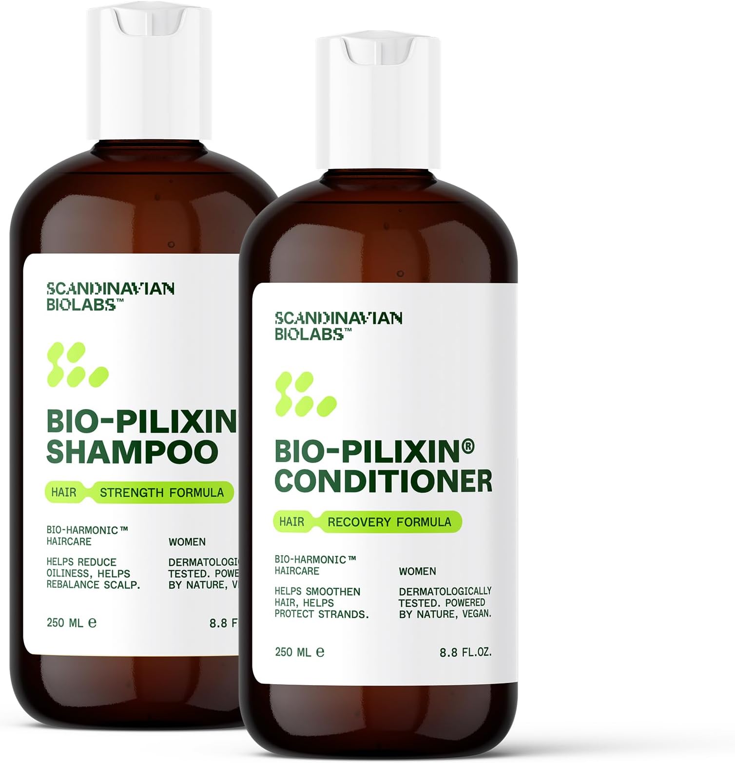 Scandinavian Biolabs Shampoo and Conditioner for Women | Powerful Naturally-Derived Ingredients to Strengthen Hair with a Gentle Cleanse | Moisturize Scalp & Hair, Eliminate Greasiness