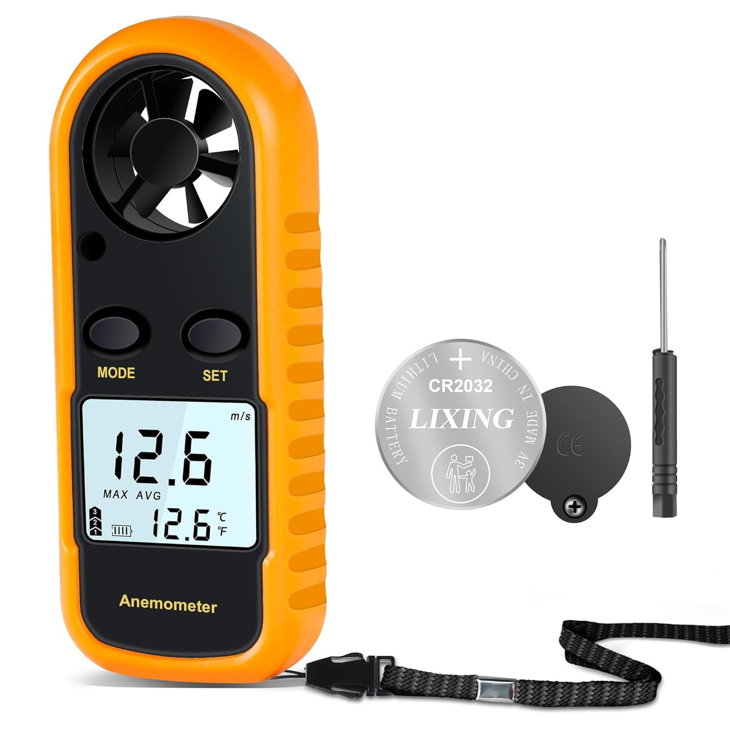Anemometre Portable Anémomètre Numérique Haute Précision (+/-5%) avec Rétro-éclairage LCD, Anémomètre Portatif pour Extérieur, HAVC, Drones