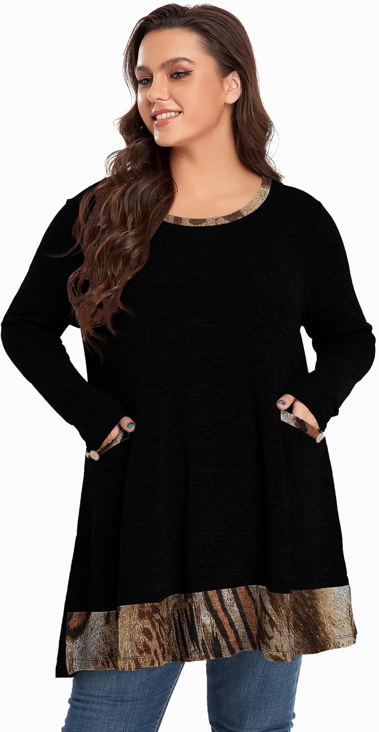 OVERWORETY Long Sleeve Plus Size Tunic Tops for Women image 4