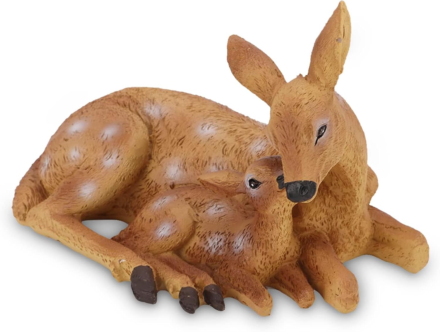 Cyrank Resin Deer Figurine, Mini Animal Figurine 3.8×2.2×6.7in Outdoor Garden Statue Deer Lying Down Sculpture Ornaments Home Decor Statues