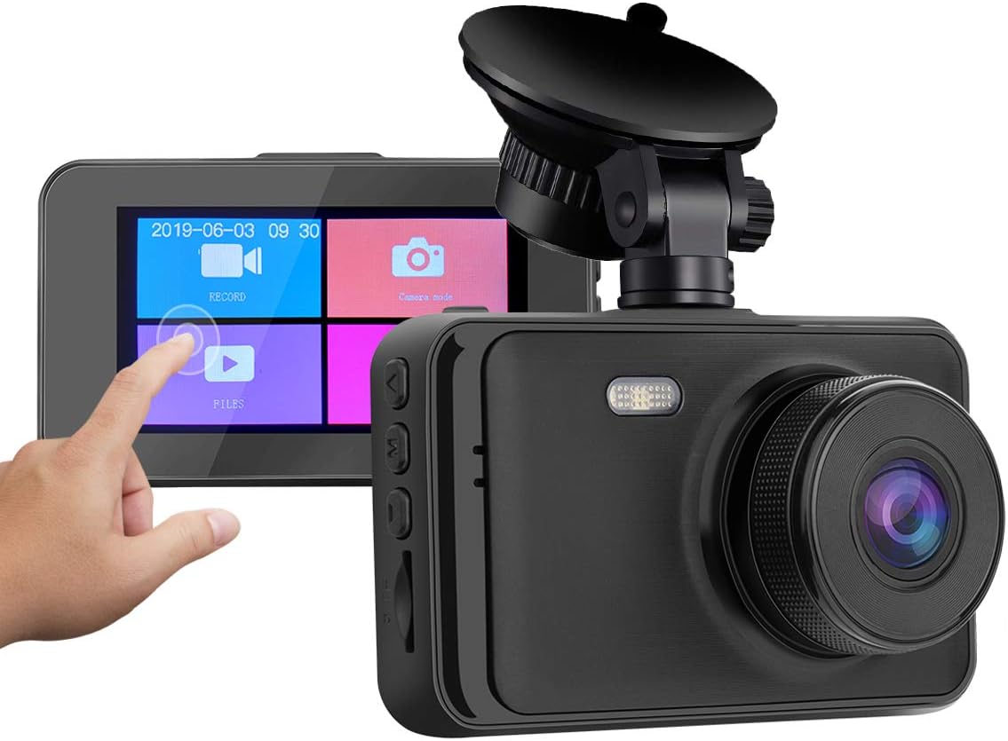 ULU SHING'TAK Car Dash Cam 1080P 3.0" IPS Touch Screen 170 Degree Wide Angle Lens Car Black Box Dashboard Camera Recorder Built in G-Sensor Motion Detection Loop Recording Vehicle Dash Cam