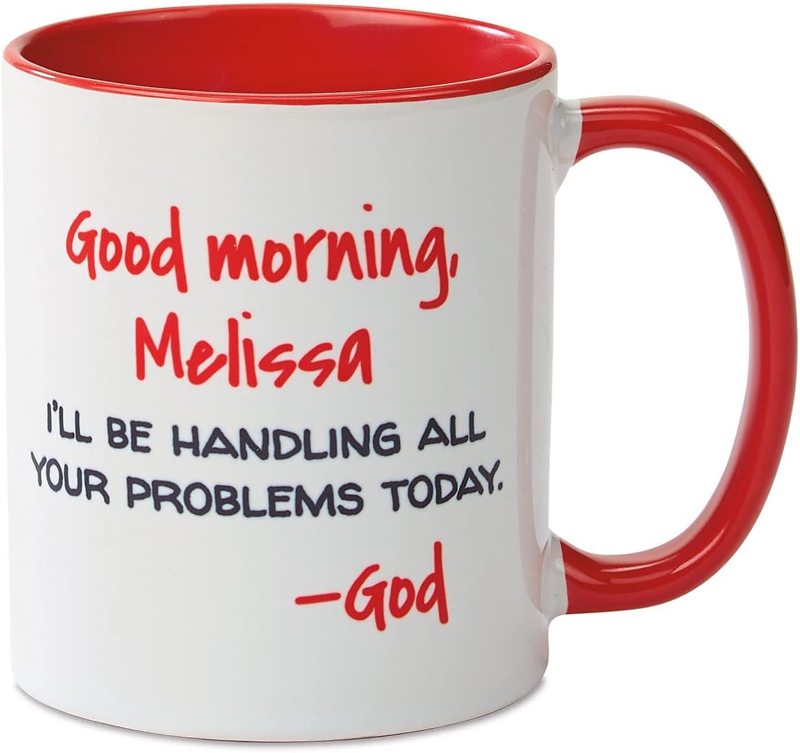 Current Good Morning from God Personalized Ceramic Mug - Large 11 Ounce Size, Religious Novelty Mugs, Add a Name, Microwave and Dishwasher Safe Cup, Customizable Gifts for Friends
