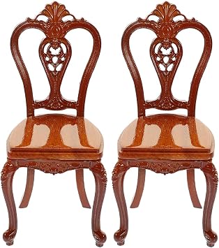 Gadpiparty Miniature Doll House Chairs 2 Pcs 1 12 Scale Wooden Mini Chairs for Dollhouse Furniture Accessories Bedroom and Living Room Decor
