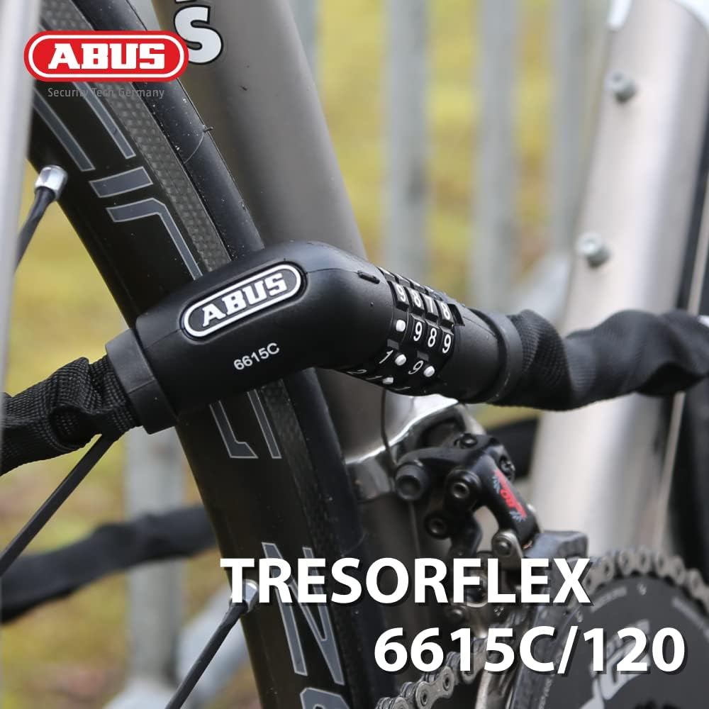 Trust German brand ABUS (Abs) 3,000 yen base strongest lock!! 4 Digit Dial Armor Cable Lock 120cm Tracer Flex 6615 Combo Security Level 5, black