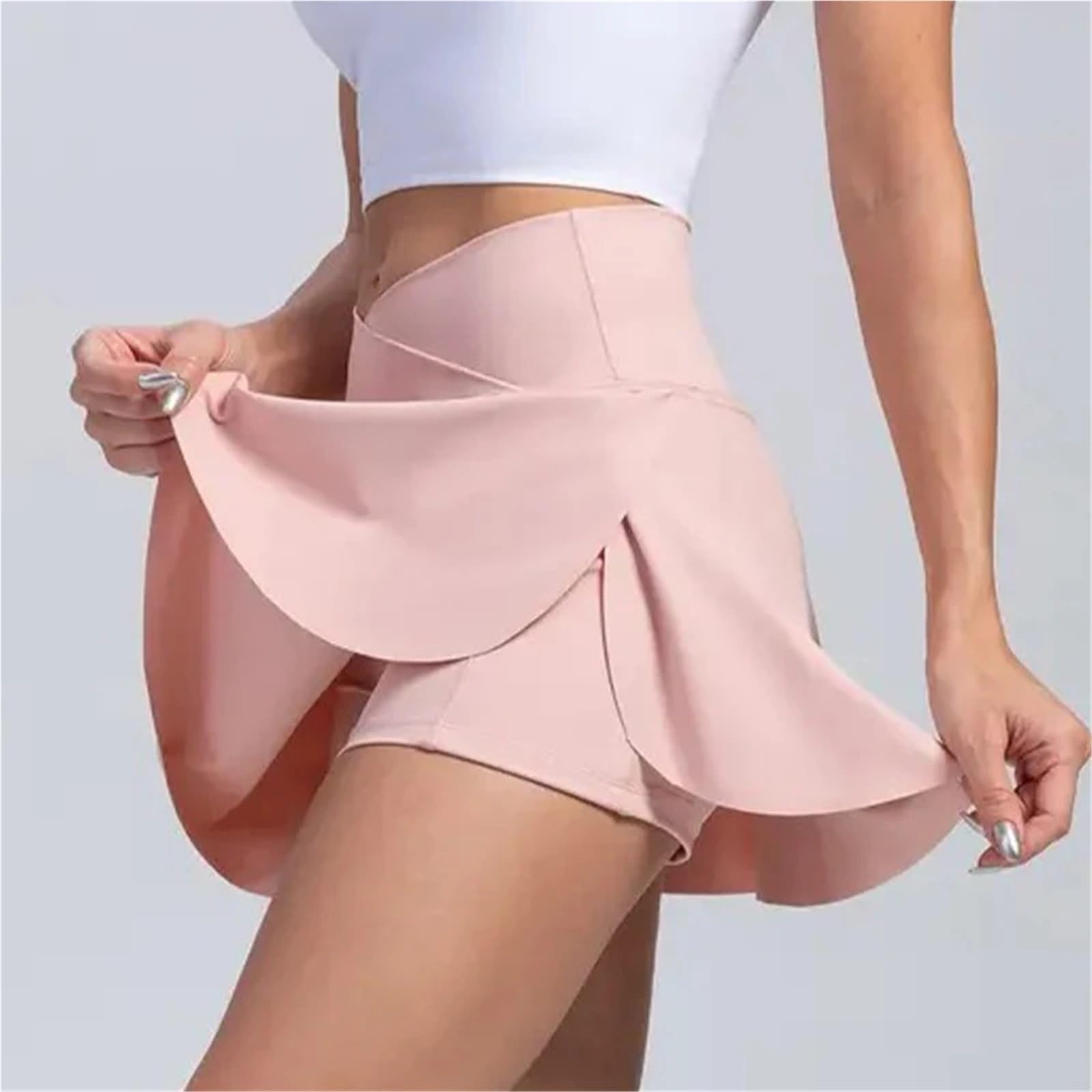 Damska plisowana spódnica do tenisa z kieszeniami i nylonem ze spandexu | Różowy SML XL XXL: Sport Tenis Bieganie Siłownia Na co dzień